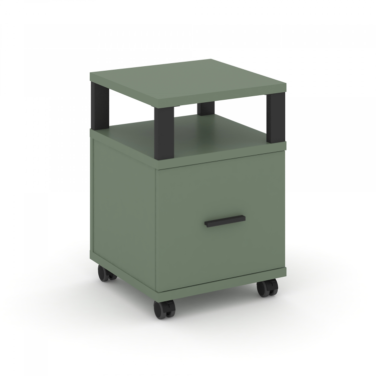 Concept Тумба мобильная 1 распаш. фасад с надставкой CN.TUM-008 B Кобо/Металл Черный 420*420*615