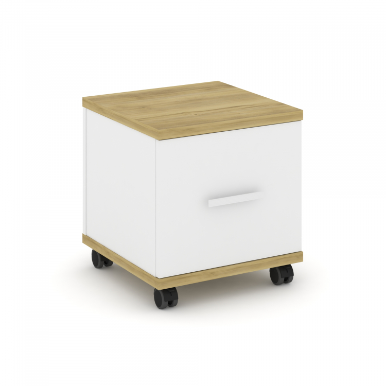 Concept Тумба мобильная 1 распаш. фасад CN.TUM-007 W Дуб Винченцо/Белый Бриллиант/Металл Белый 420*4
