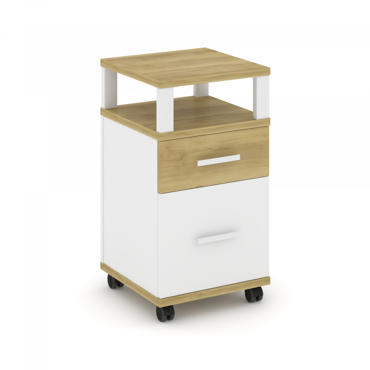 Concept Тумба мобильная 1 ящ.+1 распаш. фасад с надставкой CN.TUM-010 W Дуб Винченцо/Белый Бриллиант