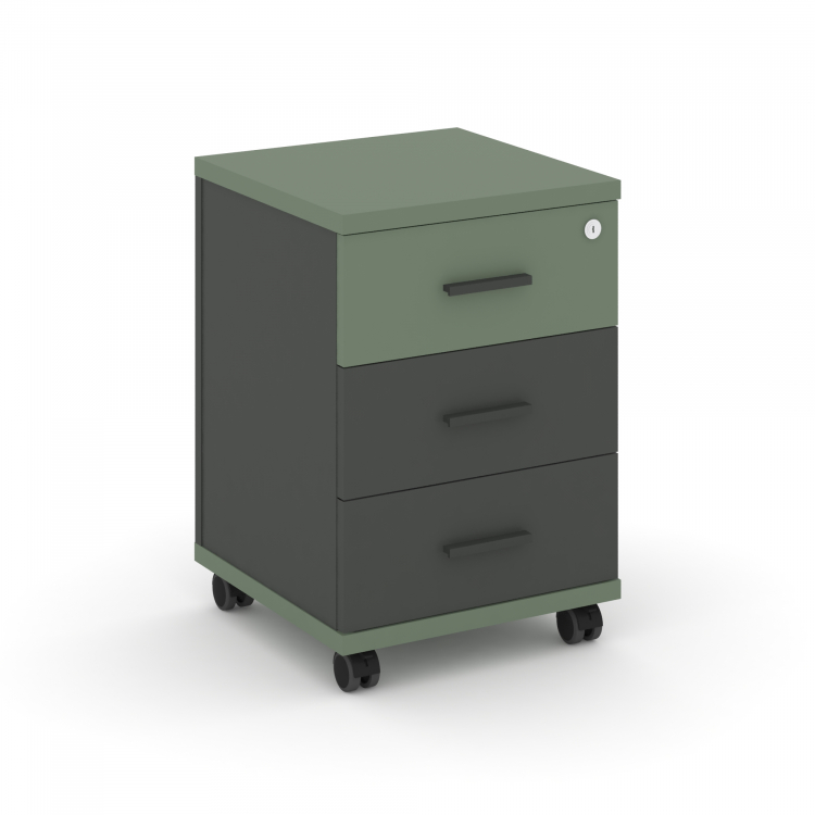 Concept Тумба мобильная 3 ящ. CN.TUM-003 A Кобо/Антрацит/Металл Антрацит 420*420*615