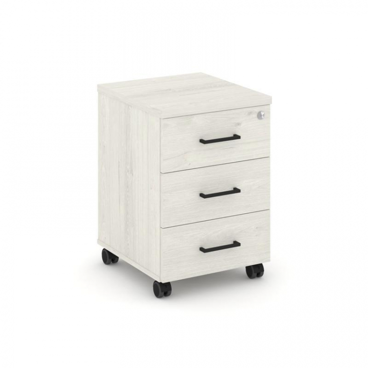 Style Project Тумба мобильная 3 ящ. Стандартные колеса SN.TM-002 Дуб Наварра/Черный Ручки 416*460*61