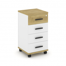 Concept Тумба мобильная 4 ящ. CN.TUM-005 B Дуб Винченцо/Белый Бриллиант/Металл Черный 420*420*782