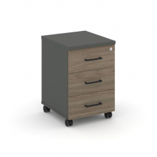 Style Project Тумба мобильная 3 ящ. Стандартные колеса SN.TM-002 Антрацит/Вяз Благородный/Черный Руч