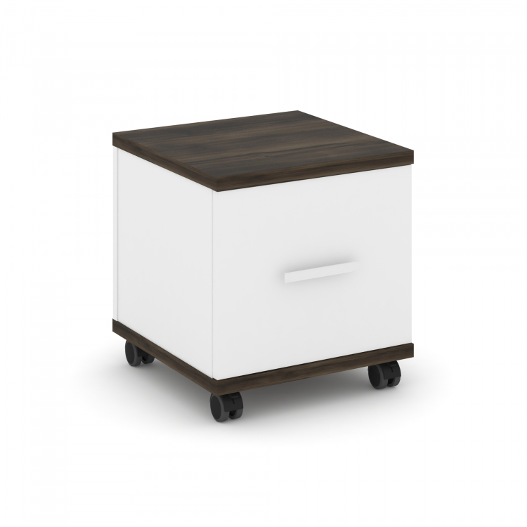 Concept Тумба мобильная 1 распаш. фасад CN.TUM-007 W Дуб Мали/Белый Бриллиант/Металл Белый 420*420*4