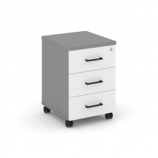 Стайл Проджект Тумба мобильная 3 ящика. Усиленные колеса SN.TMU-002 Серый Пепел/Белый/Черный Ручки 4