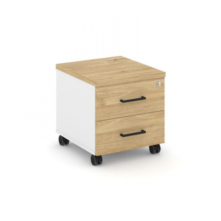 Style Project Тумба мобильная SN.TM-001 Белый/Тиквуд Светлый/Черный Ручки 416*460*437