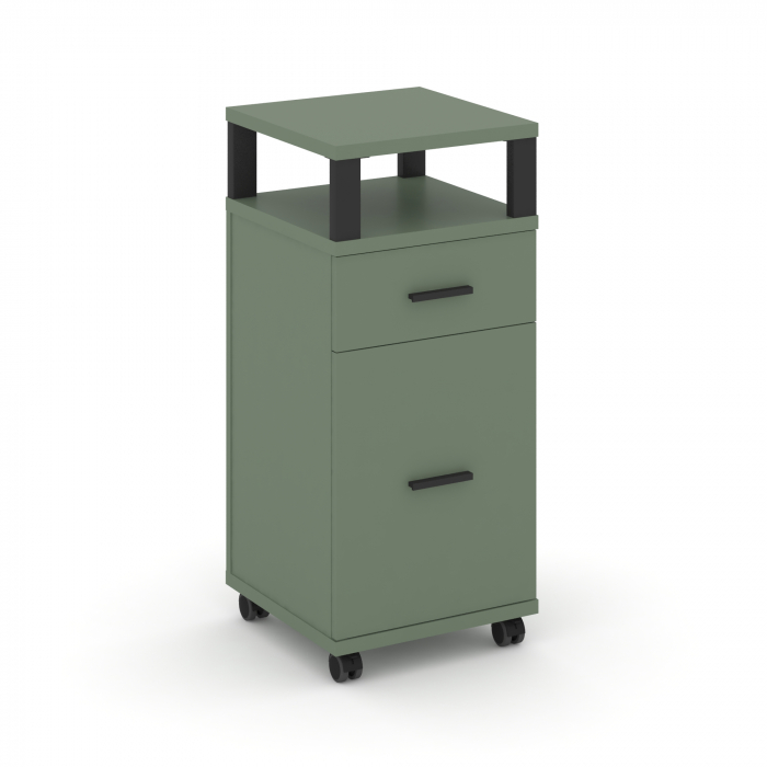 Concept Тумба мобильная 1 ящ.+1 распаш. фасад с надставкой CN.TUM-012 B Кобо/Металл Черный 420*420*9