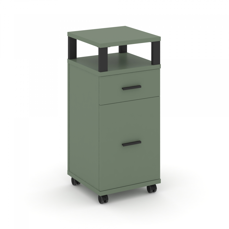 Concept Тумба мобильная 1 ящ.+1 распаш. фасад с надставкой CN.TUM-012 B Кобо/Металл Черный 420*420*9