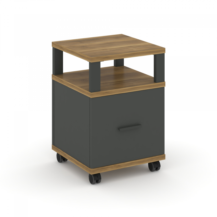 Concept Тумба мобильная 1 распаш. фасад с надставкой CN.TUM-008 A Сандал Янтарный/Антрацит/Металл Ан