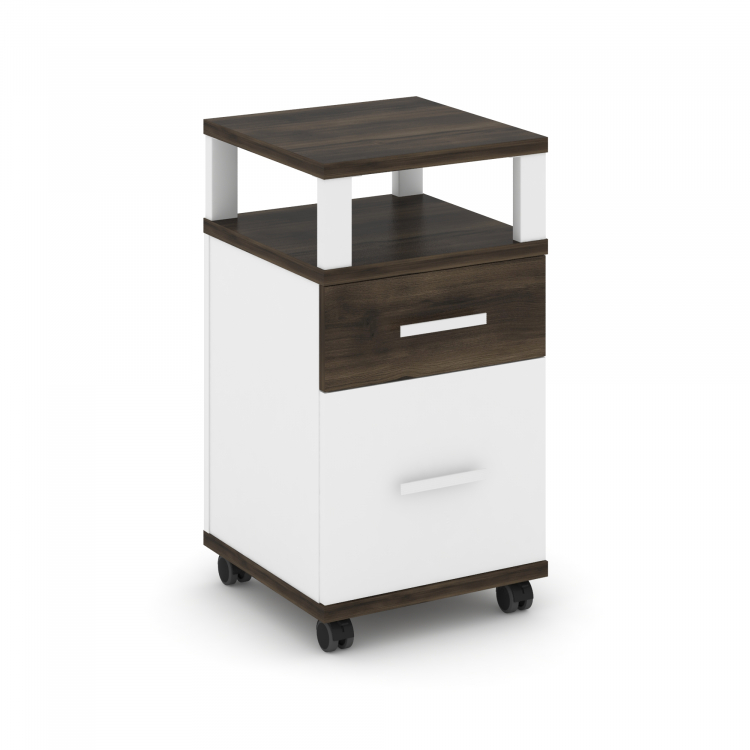 Concept Тумба мобильная 1 ящ.+1 распаш. фасад с надставкой CN.TUM-010 W Дуб Мали/Белый Бриллиант/Мет