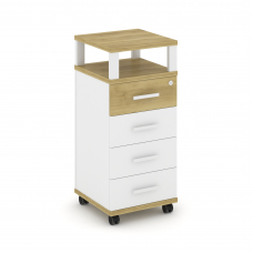 Concept Тумба мобильная 4 ящ. с надставкой CN.TUM-006 W Дуб Винченцо/Белый Бриллиант/Металл Белый 42