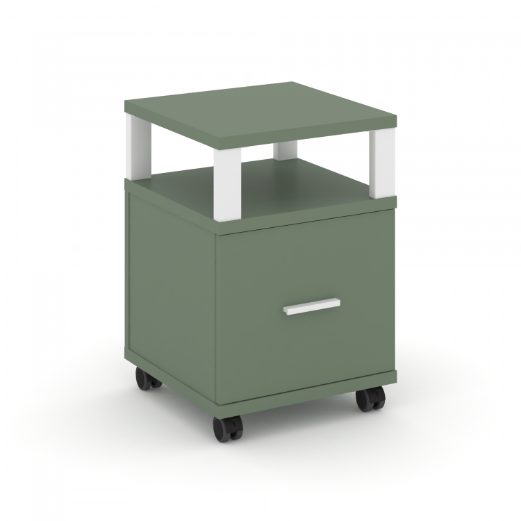 Concept Тумба мобильная 1 распаш. фасад с надставкой CN.TUM-008 W Кобо/Металл Белый 420*420*615