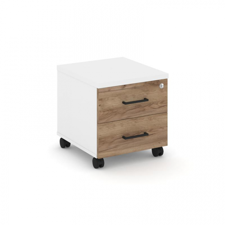 Style Project Тумба мобильная SN.TM-001 Белый/Белый/Дуб Табак/Черный Ручки 416*460*437
