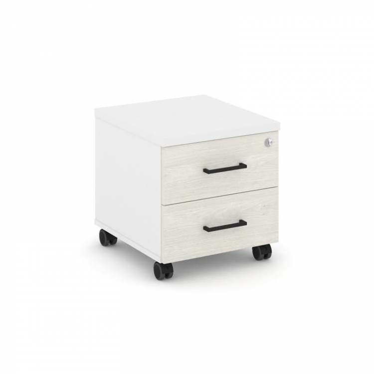 Style Project Тумба мобильная усил. колеса SN.TMU-001 Белый/Белый/Дуб Наварра/Черный Ручки 416*460*4