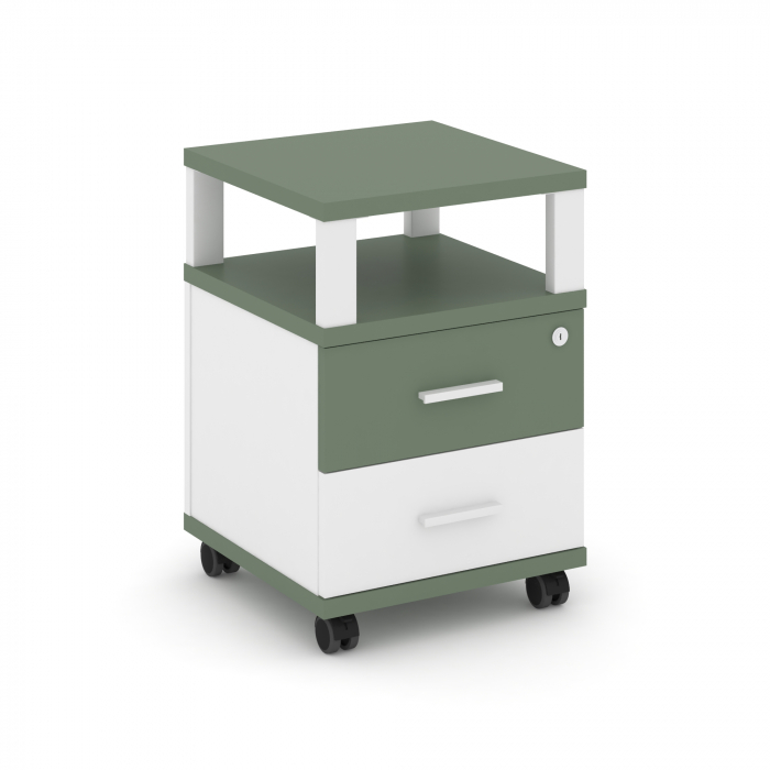 Concept Тумба мобильная 2 ящ. с надставкой CN.TUM-002 W Кобо/Белый Бриллиант/Металл Белый 420*420*61