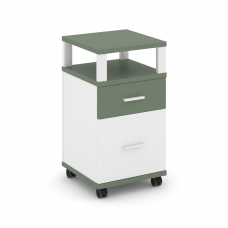 Concept Тумба мобильная 1 ящ.+1 распаш. фасад с надставкой CN.TUM-010 W Кобо/Белый Бриллиант/Металл