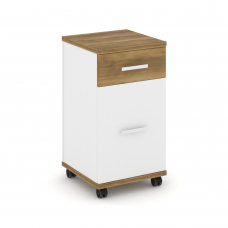 Concept Тумба мобильная 1 ящ.+1 распаш. фасад CN.TUM-011 W Сандал Янтарный/Белый Бриллиант/Металл Бе