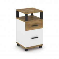 Concept Тумба мобильная 1 ящ.+1 распаш. фасад с надставкой CN.TUM-010 B Сандал Янтарный/Белый Брилли