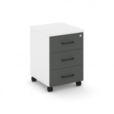 Style Project Тумба мобильная 3 ящ. Стандартные колеса SN.TM-002 Белый/Белый/Антрацит/Черный Ручки
