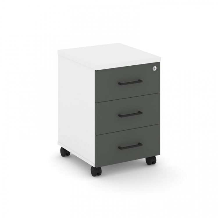 Style Project Тумба мобильная 3 ящ. Стандартные колеса SN.TM-002 Белый/Белый/Антрацит/Черный Ручки
