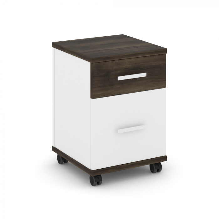Концепт Тумба мобильная 1 ящ.+1 распаш. фасад CN.TUM-009 W Дуб Мали/Белый Бриллиант/Металл Белый 420