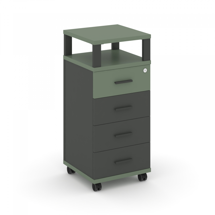 Concept Тумба мобильная 4 ящ. с надставкой CN.TUM-006 A Кобо/Антрацит/Металл Антрацит 420*420*949