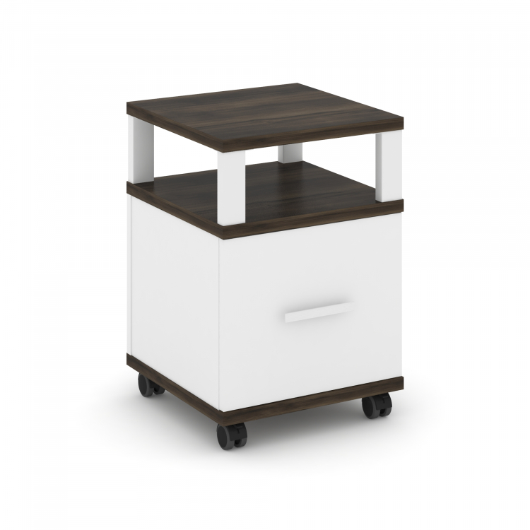 Concept Тумба мобильная 1 распаш. фасад с надставкой CN.TUM-008 W Дуб Мали/Белый Бриллиант/Металл Бе