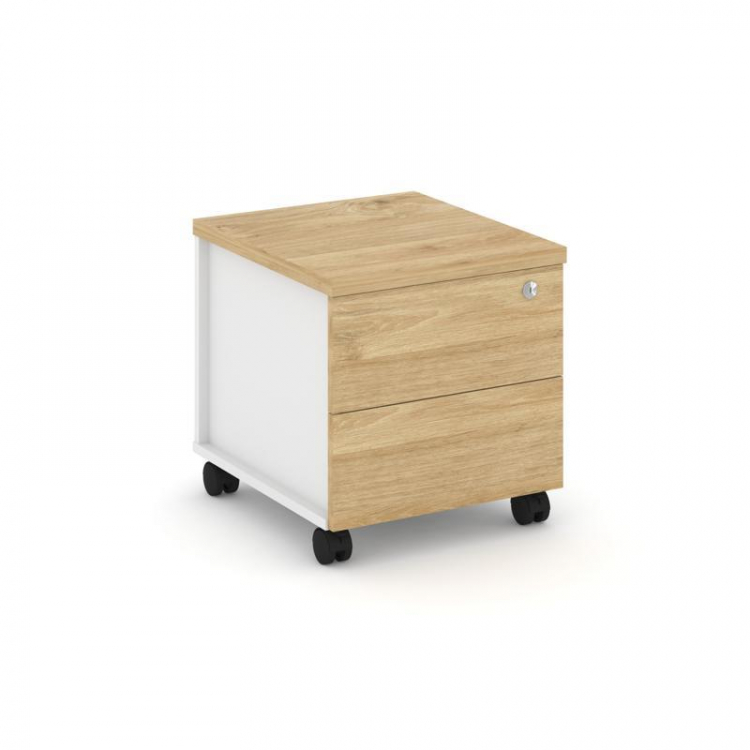 Style Project Тумба мобильная з/с ЛДСП SN.TM-005 Белый/Тиквуд Светлый/Тиквуд Светлый 416*460*437