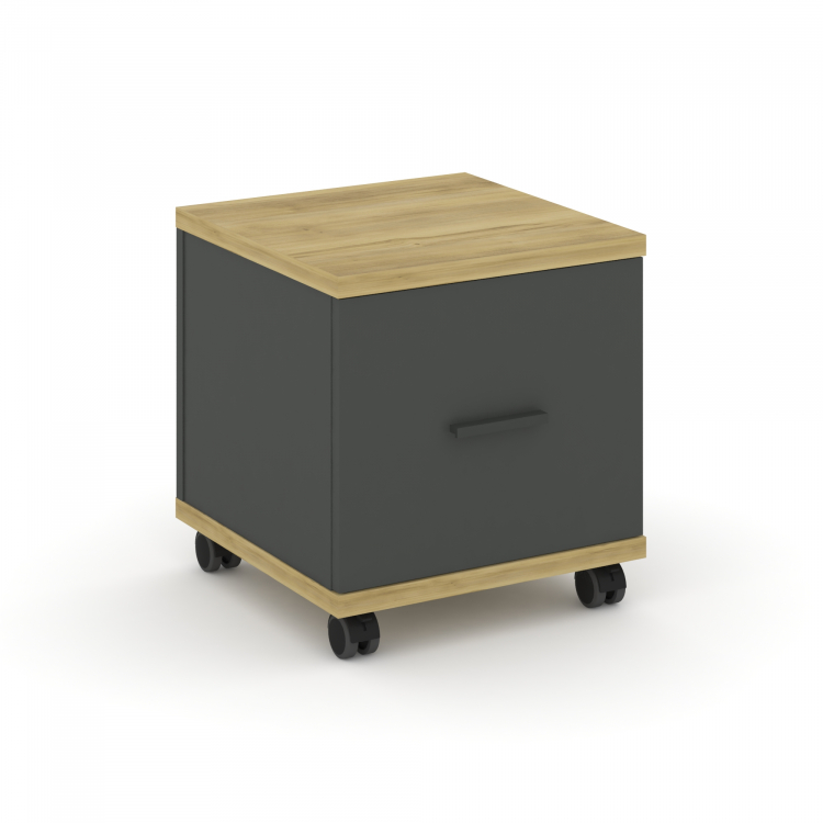 Concept Тумба мобильная 1 распаш. фасад CN.TUM-007 A Дуб Винченцо/Антрацит/Металл Антрацит 420*420*4