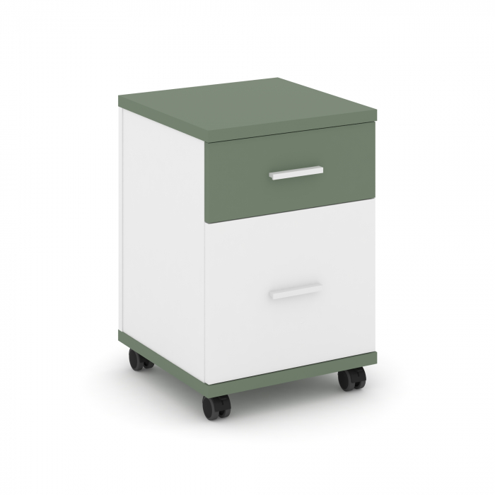 Концепт Тумба мобильная 1 ящ.+1 распаш. фасад CN.TUM-009 W Кобо/Белый Бриллиант/Металл Белый 420*420