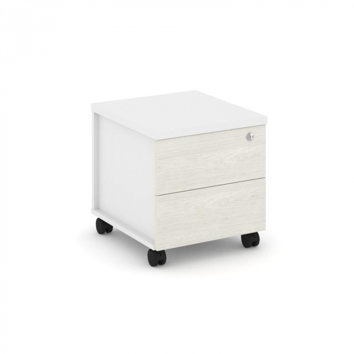 Style Project Тумба мобильная з/с ЛДСП SN.TM-005 Белый/Белый/Дуб Наварра/Черный Ручки 416*460*437