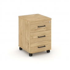 Style Project Тумба мобильная 3 ящ. Стандартные колеса SN.TM-002 Тиквуд Светлый/Черный Ручки 416*460