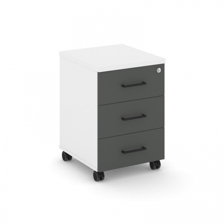 Style Project Тумба мобильная усил. колеса SN.TMU-002 Белый/Белый/Антрацит/Черный Ручки 416*460*611