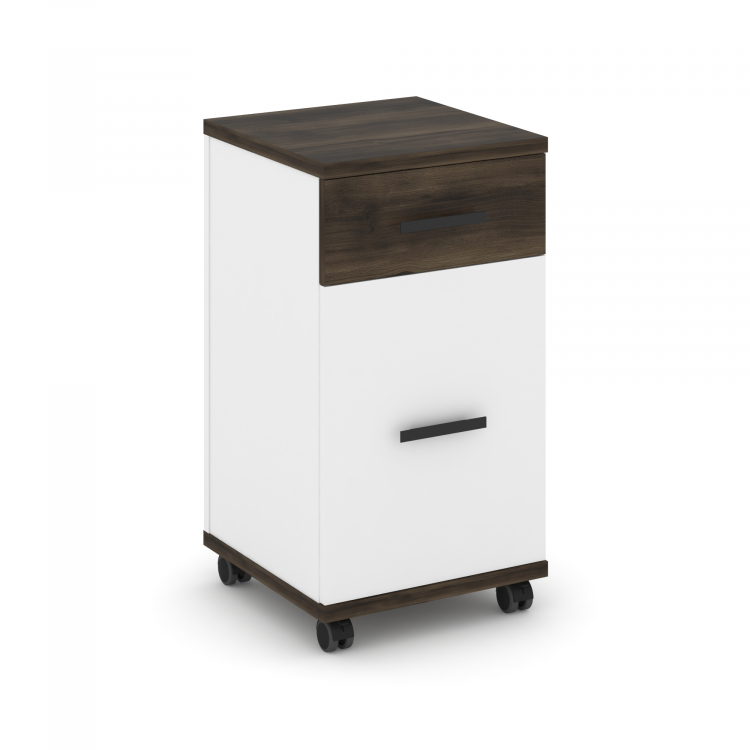 Concept Тумба мобильная 1 ящ.+1 распаш. фасад CN.TUM-011 B Дуб Мали/Белый Бриллиант/Металл Черный 42