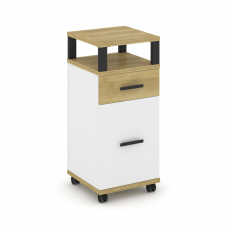 Concept Тумба мобильная 1 ящ.+1 распаш. фасад с надставкой CN.TUM-012 B Дуб Винченцо/Белый Бриллиант