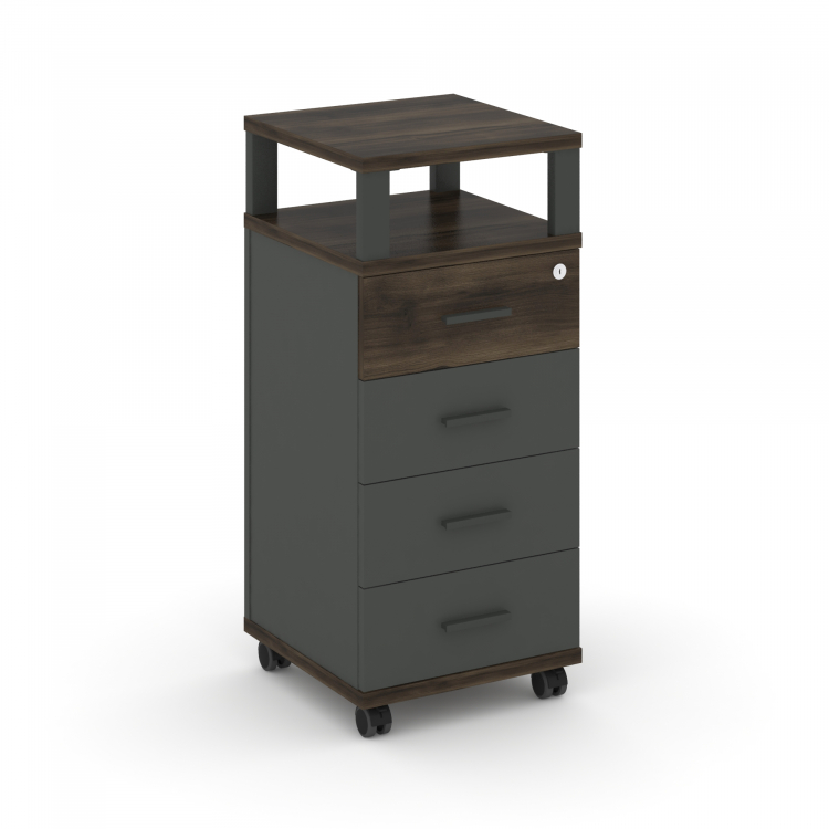 Concept Тумба мобильная 4 ящ. с надставкой CN.TUM-006 A Дуб Мали/Антрацит/Металл Антрацит 420*420*94