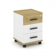 Concept Тумба мобильная 3 ящ. CN.TUM-003 B Дуб Винченцо/Белый Бриллиант/Металл Черный 420*420*615