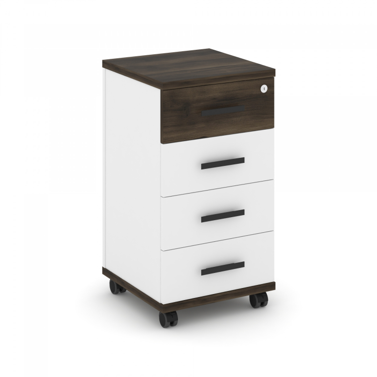 Concept Тумба мобильная 4 ящ. CN.TUM-005 B Дуб Мали/Белый Бриллиант/Металл Черный 420*420*782