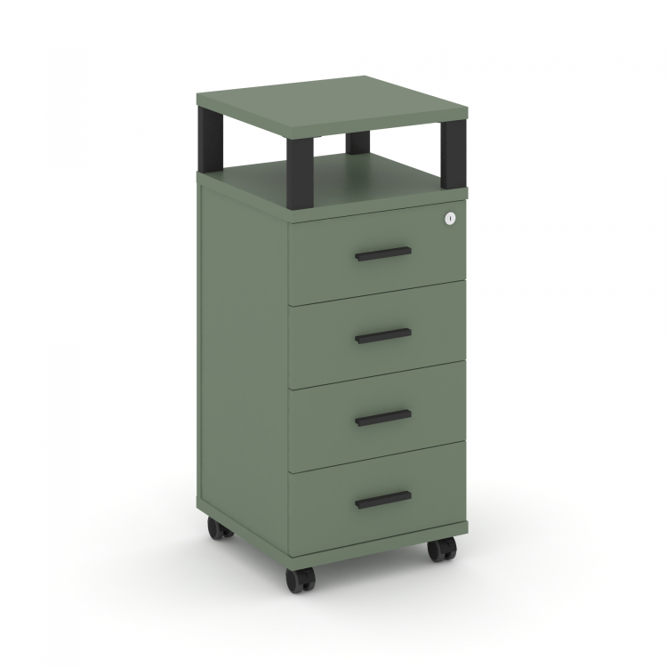 Concept Тумба мобильная 4 ящ. с надставкой CN.TUM-006 B Кобо/Металл Черный 420*420*949