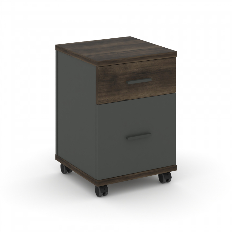 Concept Тумба мобильная 1 ящ.+1 распаш. фасад CN.TUM-009 A Дуб Мали/Антрацит/Металл Антрацит 420*420