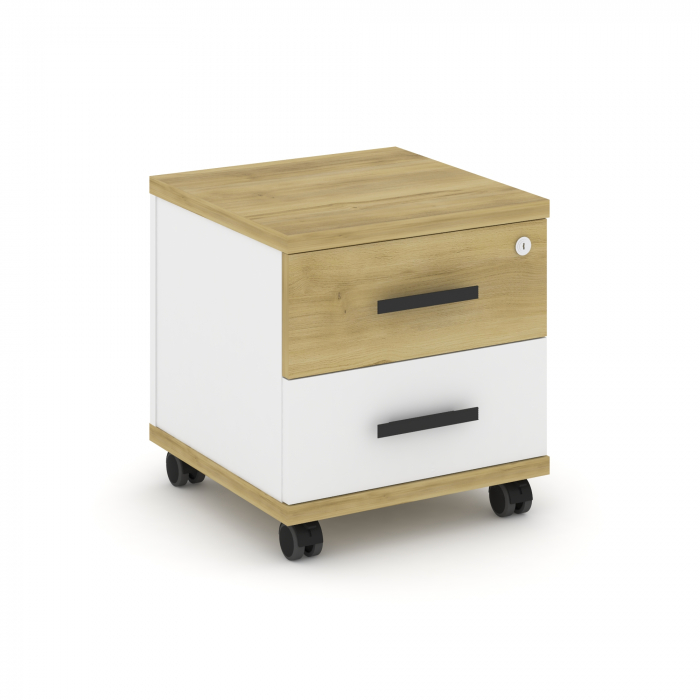 Concept Тумба мобильная 2 ящ. CN.TUM-001 B Дуб Винченцо/Белый Бриллиант/Металл Черный 420*420*448