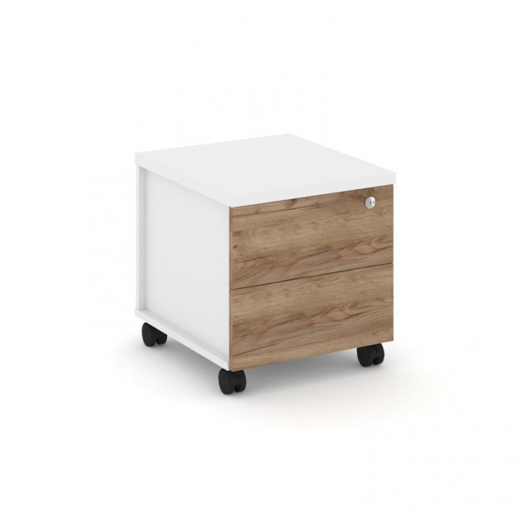 Style Project Тумба мобильная з/с ЛДСП SN.TM-005 Белый/Белый/Дуб Табак/Черный Ручки 416*460*437