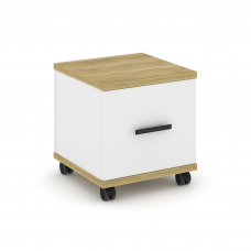 Concept Тумба мобильная 1 распаш. фасад CN.TUM-007 B Дуб Винченцо/Белый Бриллиант/Металл Черный 420*