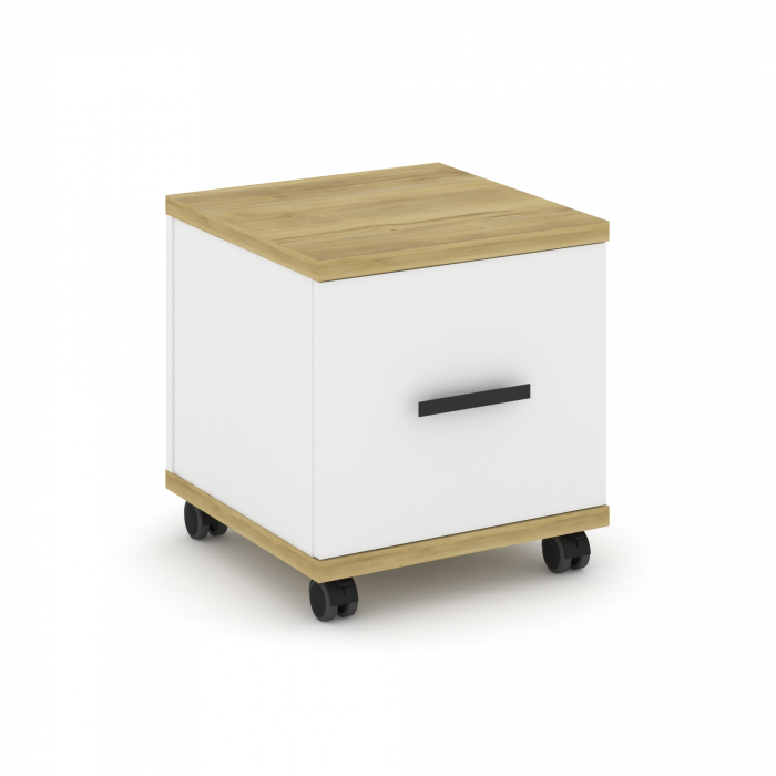 Concept Тумба мобильная 1 распаш. фасад CN.TUM-007 B Дуб Винченцо/Белый Бриллиант/Металл Черный 420*