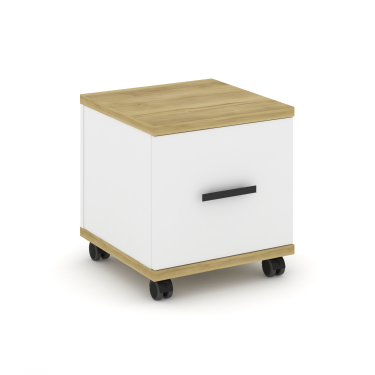 Concept Тумба мобильная 1 распаш. фасад CN.TUM-007 B Дуб Винченцо/Белый Бриллиант/Металл Черный 420*