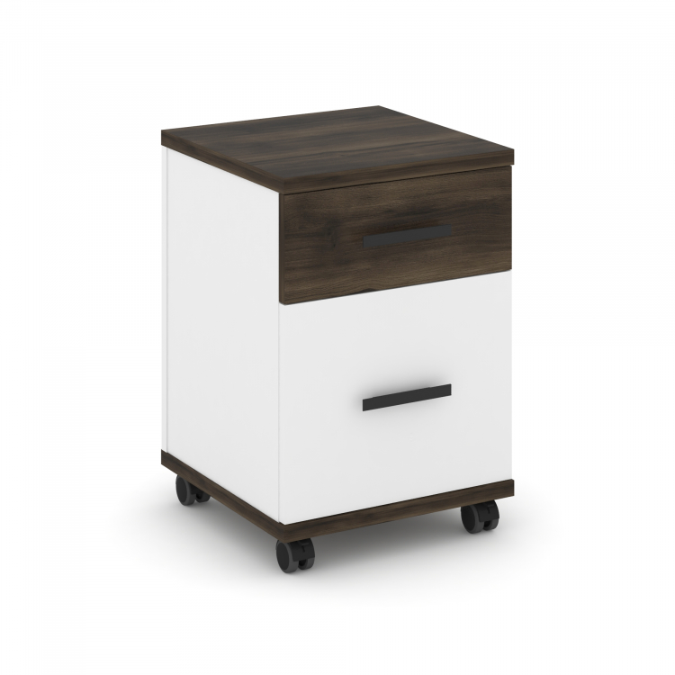 Concept Тумба мобильная 1 ящ.+1 распаш. фасад CN.TUM-009 B Дуб Мали/Белый Бриллиант/Металл Черный 42