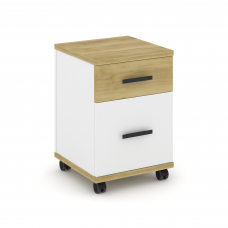 Concept Тумба мобильная 1 ящ.+1 распаш. фасад CN.TUM-009 B Дуб Винченцо/Белый Бриллиант/Металл Черны
