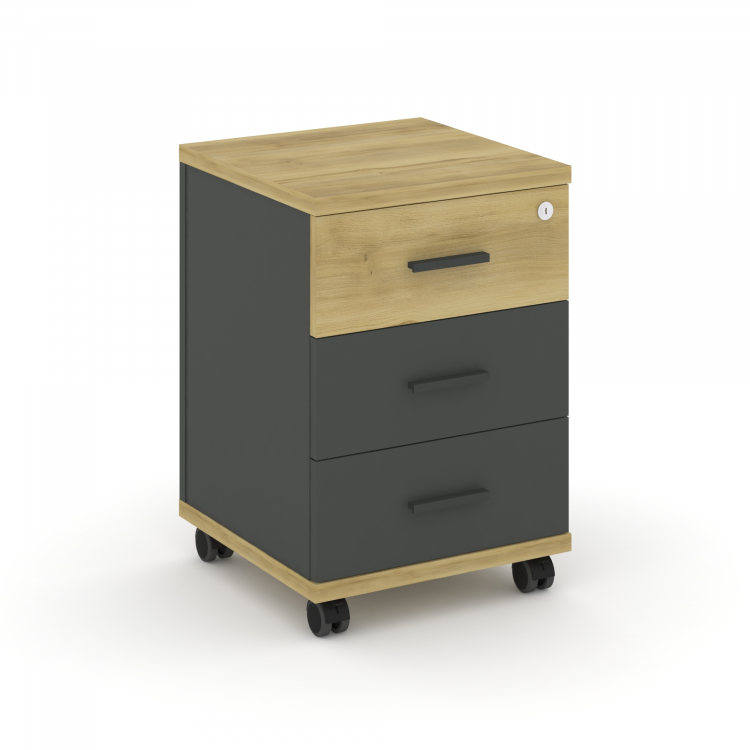 Concept Тумба мобильная 3 ящ. CN.TUM-003 A Дуб Винченцо/Антрацит/Металл Антрацит 420*420*615