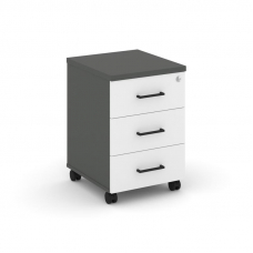 Style Project Тумба мобильная 3 ящ. Стандартные колеса SN.TM-002 Антрацит/Антрацит/Белый/Черный Руч