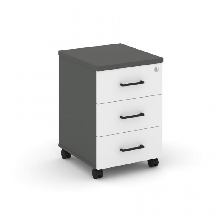 Style Project Тумба мобильная 3 ящ. Стандартные колеса SN.TM-002 Антрацит/Антрацит/Белый/Черный Руч